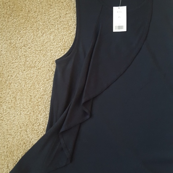 NEW Navy Ruffle Sleeveless Shirt - Banana Republic - Picture 2 of 4